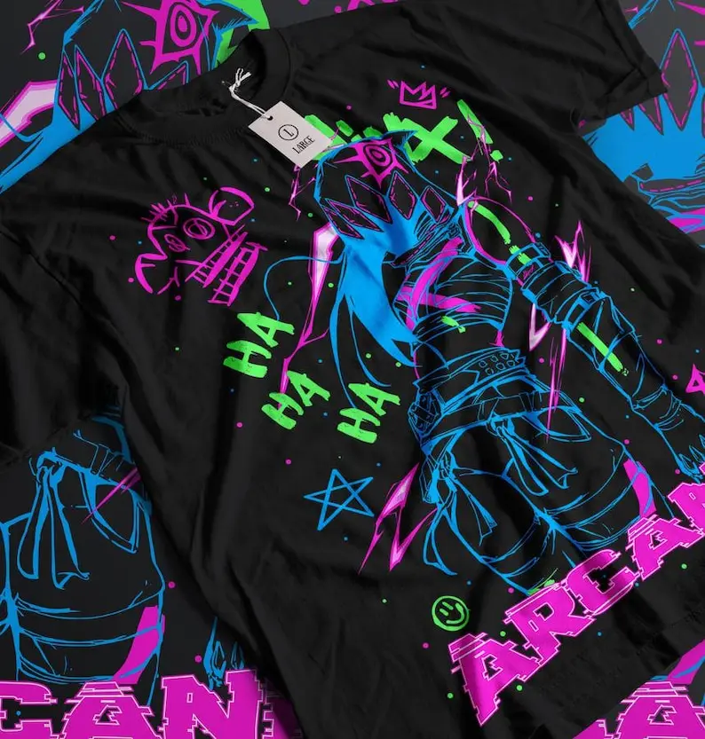 Футболка Jinx Arcane, японское аниме, мультфильм, рубашка с рисунком Jinx Arcane, все размеры
Футболка Jinx Arcane, японское аниме, мультфильм, рубашка с рисунком Jinx Arcane, все размеры