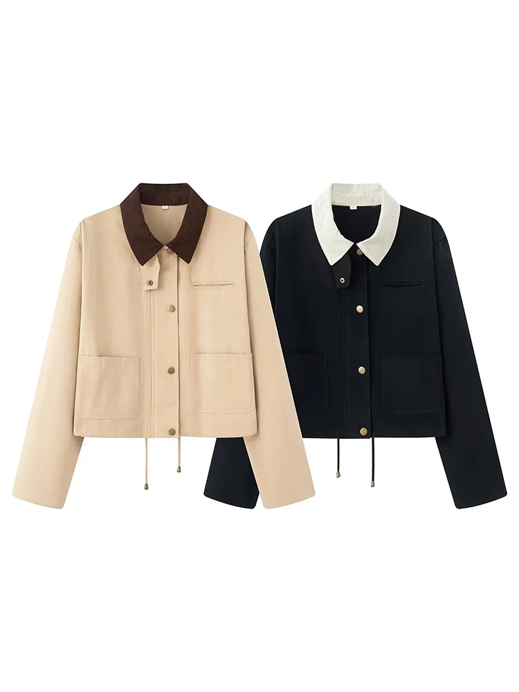 European and American style autumn new fashion trend women's all-match corduroy collar retro style short jacket coat
European and American style autumn new fashion trend women's all-match corduroy collar retro style short jacket coat