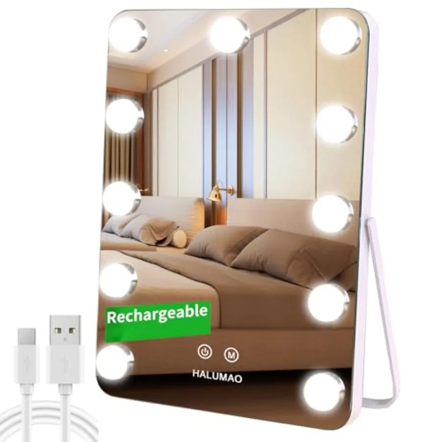 Vanity Mirror with Lights, Rechargeable Makeup Mirror, 14.6" Lighted Makeup Mirror for Dressing Room and Bedroom Memory Functio
Vanity Mirror with Lights, Rechargeable Makeup Mirror, 14.6" Lighted Makeup Mirror for Dressing Room and Bedroom Memory Functio
