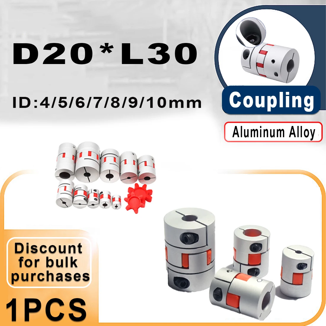D20*L30 CNC Shaft Coupler Flexible Plum Spider Jaw Coupling Stepper Motor 4~10mm Elastic Coupling
D20*L30 CNC Shaft Coupler Flexible Plum Spider Jaw Coupling Stepper Motor 4~10mm Elastic Coupling