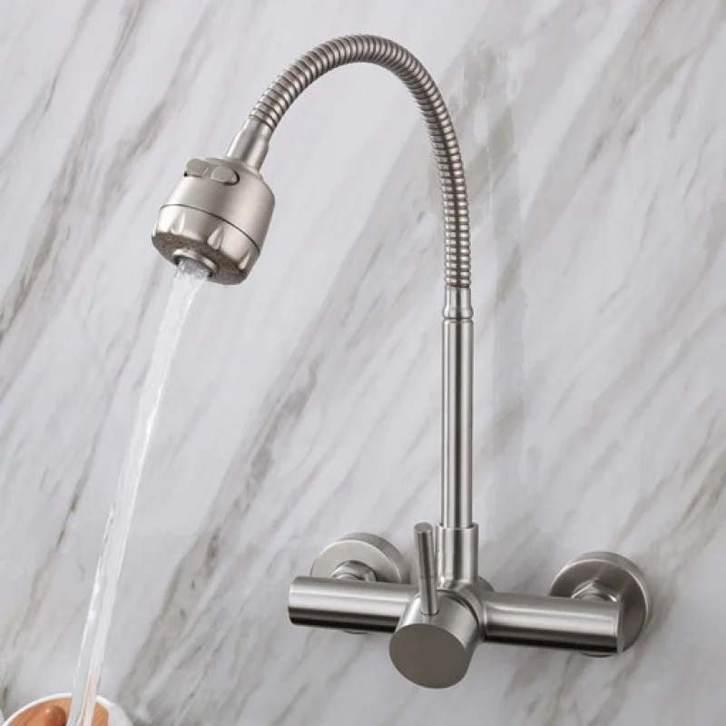 Wall Mounted Double Hole Stainless Steel Single Handle Faucet Kitchen Sink Faucet Hot And Cold Mixing Faucet
Wall Mounted Double Hole Stainless Steel Single Handle Faucet Kitchen Sink Faucet Hot And Cold Mixing Faucet