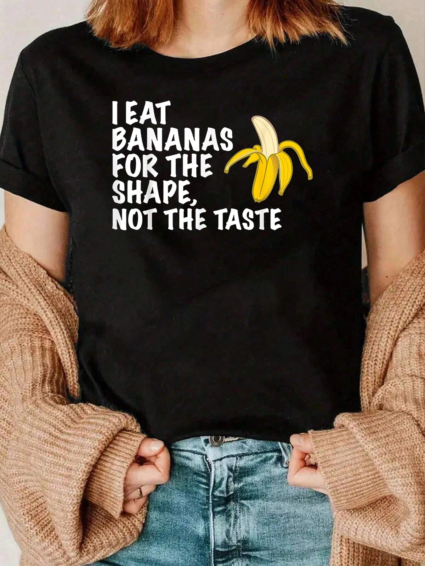 Banana Shape Not Taste Print T Shirt Halloween Casual Wear Women 220g
Banana Shape Not Taste Print T Shirt Halloween Casual Wear Women 220g