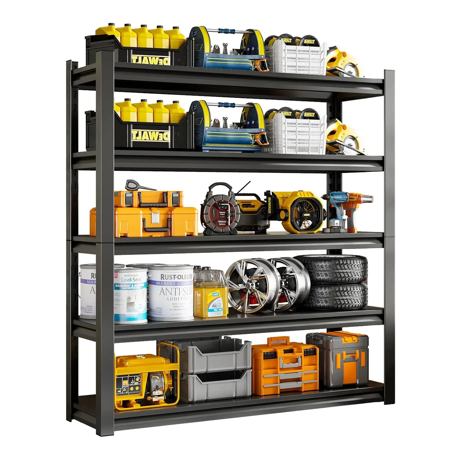 3000LBS 5 Tier Metal Garage Shelving Unit Heavy Duty Adjustable Storage Rack Industrial Warehouse 19.6"D*59"W*72"H, Customized
3000LBS 5 Tier Metal Garage Shelving Unit Heavy Duty Adjustable Storage Rack Industrial Warehouse 19.6"D*59"W*72"H, Customized