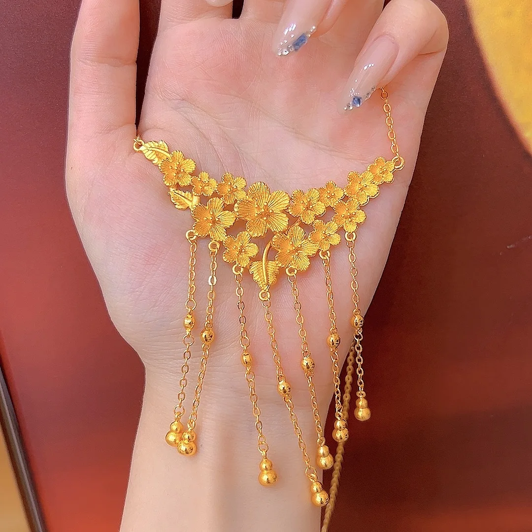 Luxury 24K 9999 Pure Gold real gold Lilac Flower Tassel Necklace Female Temperament Necklace
Luxury 24K 9999 Pure Gold real gold Lilac Flower Tassel Necklace Female Temperament Necklace
