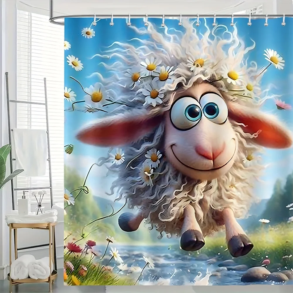 Whimsical Sheep and Flower Shower Curtain Waterproof Bathroom Decor Cute Animal Print Liner Curtain Decoration 180x180cm
Whimsical Sheep and Flower Shower Curtain Waterproof Bathroom Decor Cute Animal Print Liner Curtain Decoration 180x180cm