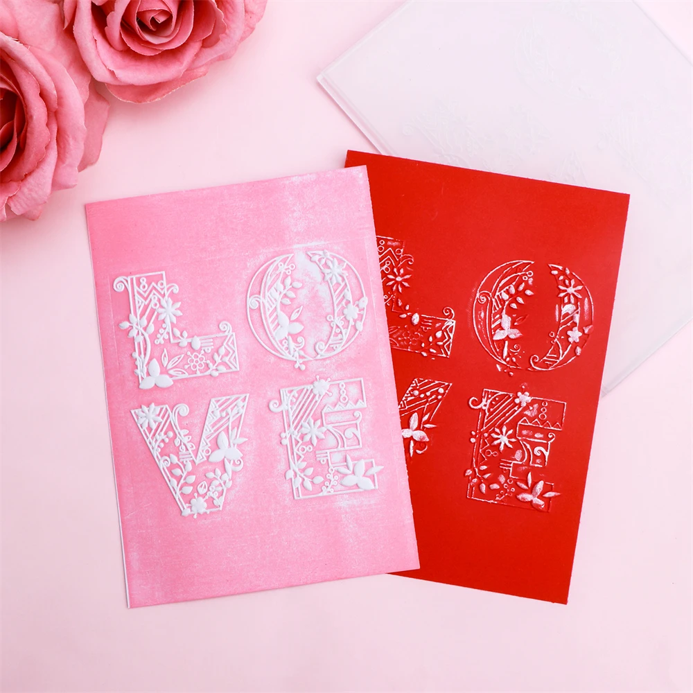 LOVE 3D Embossing Folder Texture Pattern Background DIY Scrapbook Decorative Cardboard Crafts Project Making
LOVE 3D Embossing Folder Texture Pattern Background DIY Scrapbook Decorative Cardboard Crafts Project Making