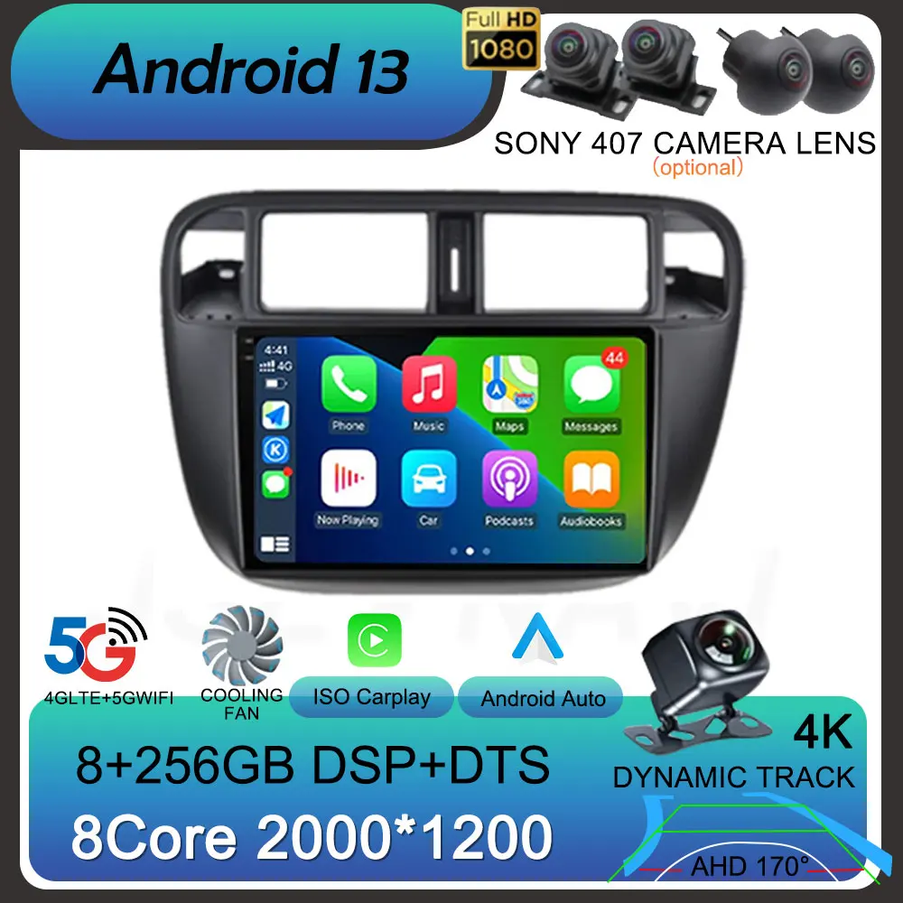 Авторадио WIFI + 4G Android 13 для Honda Civic 1996 - 2001 автомобильное радио мультимедийный видеоплеер GPS-навигация стерео камера 360
Авторадио WIFI + 4G Android 13 для Honda Civic 1996 - 2001 автомобильное радио мультимедийный видеоплеер GPS-навигация стерео камера 360