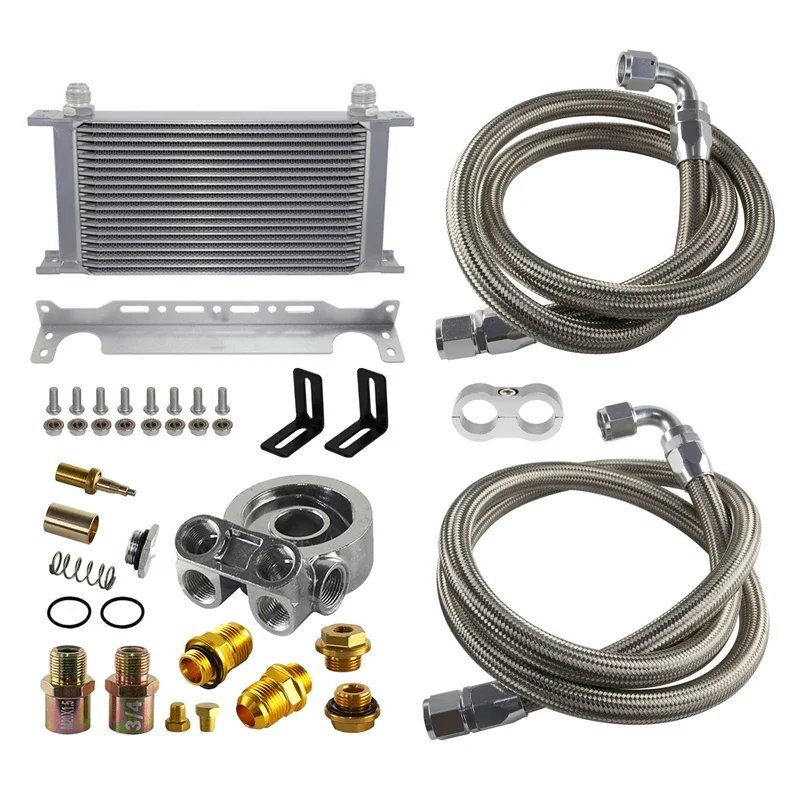 Universal 19 Row 10AN Engine Oil Cooler Kit & Thermostat 70 Degree C Oil Filter Adapter & Mount Bracket
Universal 19 Row 10AN Engine Oil Cooler Kit & Thermostat 70 Degree C Oil Filter Adapter & Mount Bracket