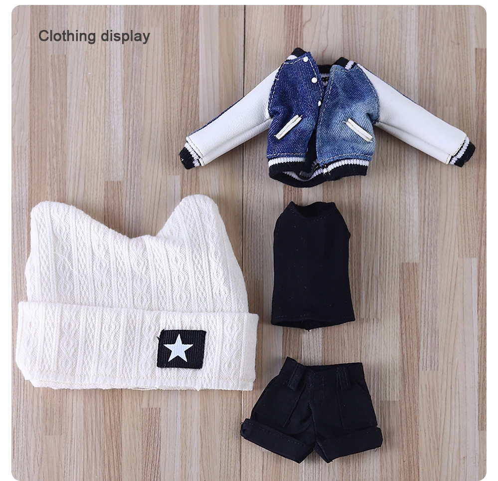 Neo Blythe Doll Varsity Denim Jacket & Shorts Outfit 2 Neo Blythe Doll Varsity Denim Jacket & Shorts Outfit 2