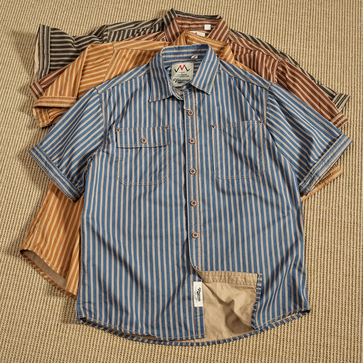Men Vintage Striped Short Sleeve Shirts Double Chest Pocket Button Down Casual Retro Workwear Loose Streetwear Blouse
Men Vintage Striped Short Sleeve Shirts Double Chest Pocket Button Down Casual Retro Workwear Loose Streetwear Blouse