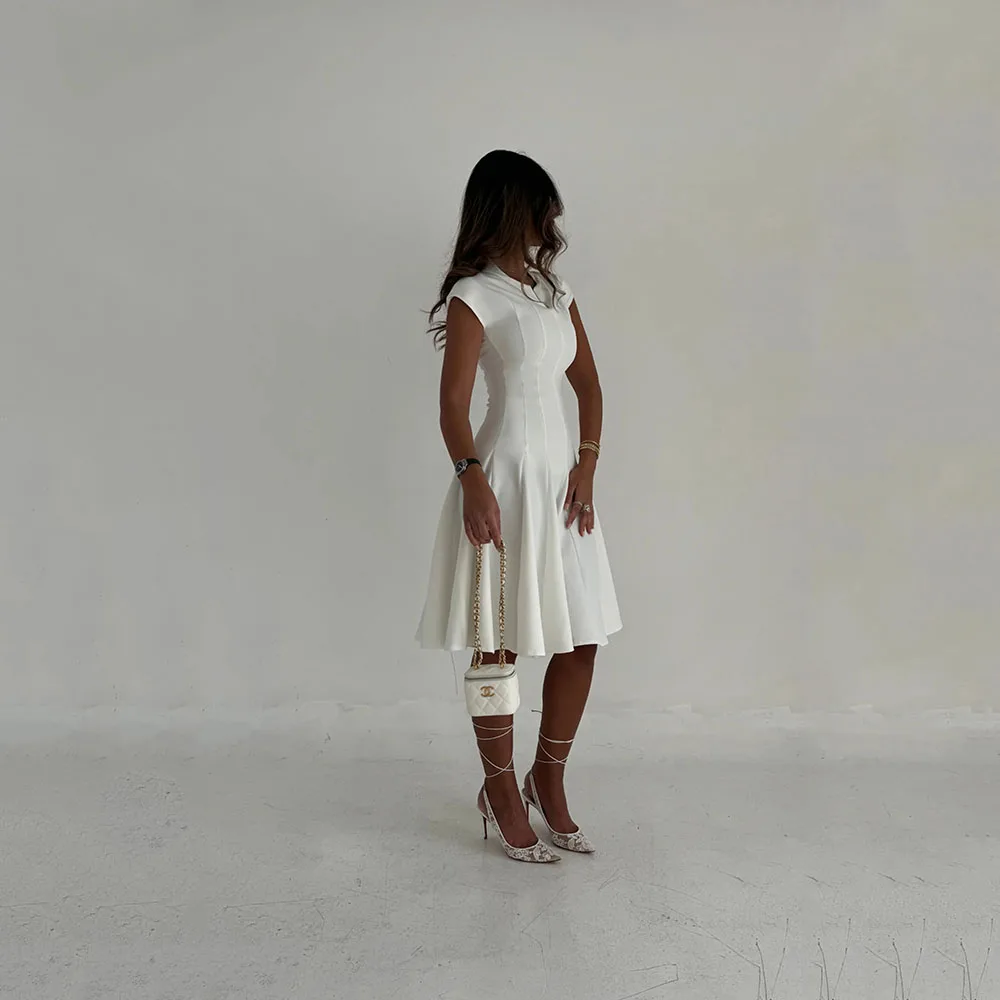 White Prom Dress Simple O-Neck Long Sleeves Knee Length Dresses Evening A-line Draped Jersey Party Dress Customized 2026
White Prom Dress Simple O-Neck Long Sleeves Knee Length Dresses Evening A-line Draped Jersey Party Dress Customized 2026