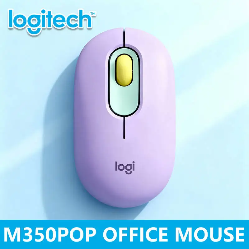 Logitech M350 POP Wireless Mouse 77g Lightweight Auto Sleep Power Save Quiet Click for Library Café Home Office Use