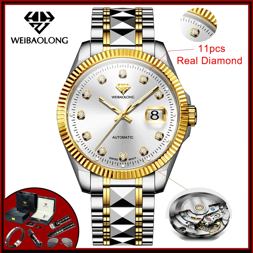 WEiBAOLONG Swiss Movement Real Diamond Man Watch High-end Limited-edition Luxury Original Automatic Mechanical Watches for Men
WEiBAOLONG Swiss Movement Real Diamond Man Watch High-end Limited-edition Luxury Original Automatic Mechanical Watches for Men
