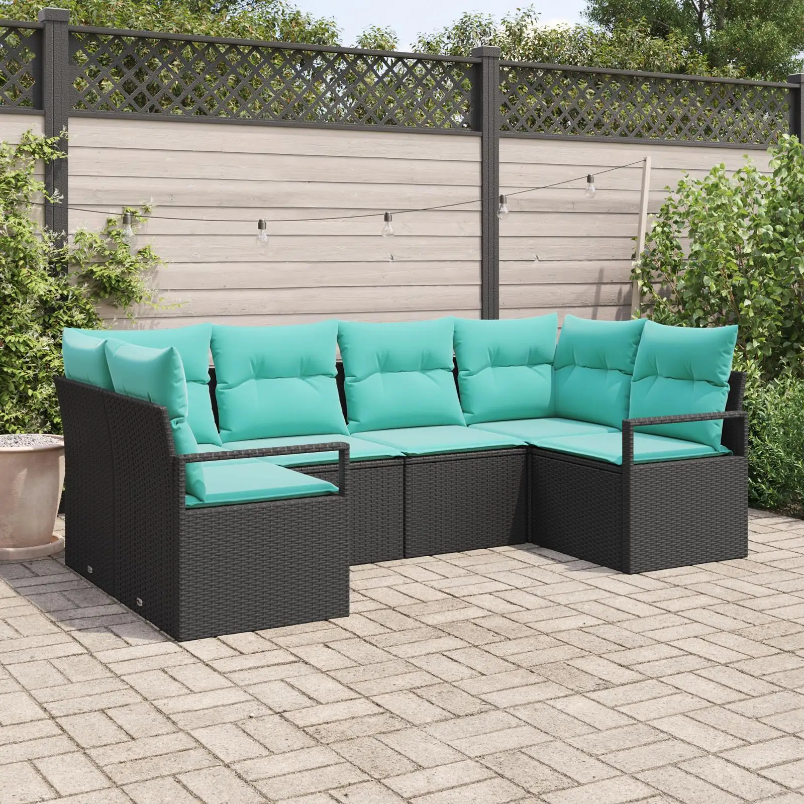 Elegant Black Poly Rattan 6 Piece Outdoor Garden Sofa Set with Cushions Comfortable Seating for Patio Balcony and Backyard
Elegant Black Poly Rattan 6 Piece Outdoor Garden Sofa Set with Cushions Comfortable Seating for Patio Balcony and Backyard
