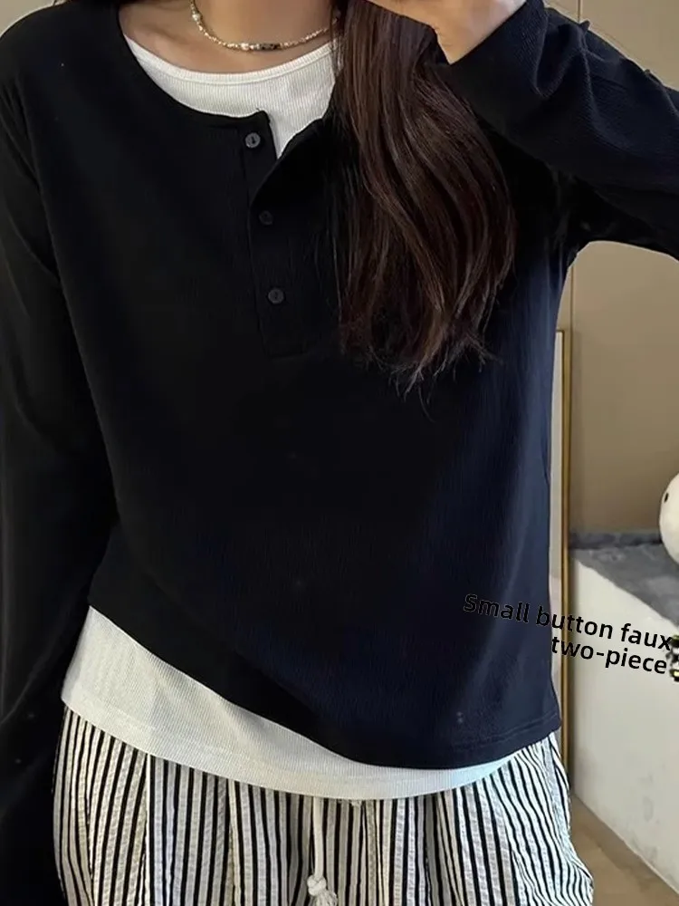 plus Size Women's Black Long Sleeve T-Shirt Concealed Slimming Belly Cover Base Shirt Korean Style Loose Fit Knitted Top
plus Size Women's Black Long Sleeve T-Shirt Concealed Slimming Belly Cover Base Shirt Korean Style Loose Fit Knitted Top