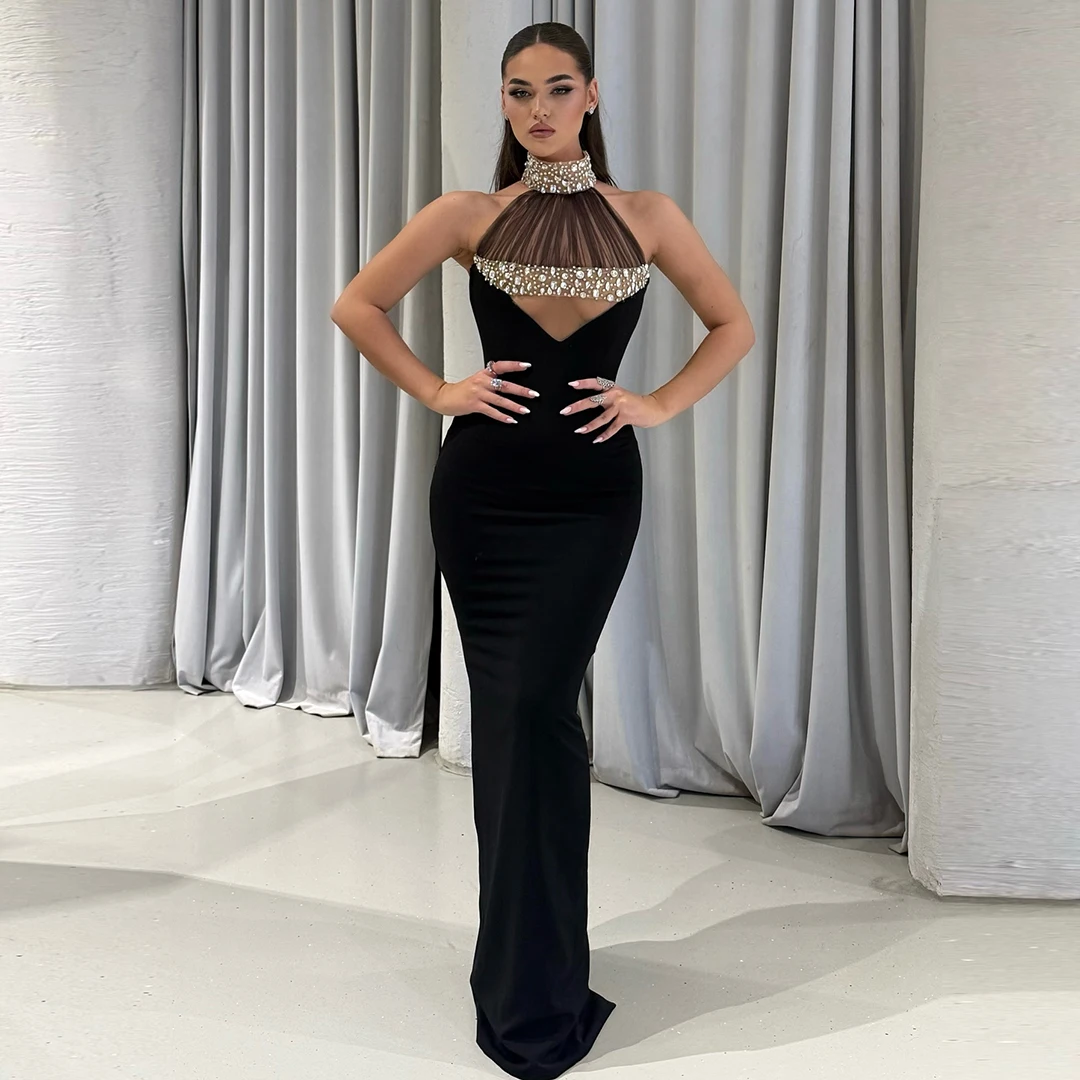 Luxury Black Halter Evening Dress Women Backless Crystal Rhinestone Mermaid Floor Length Formal Gown Party Dresses Red Carpet
Luxury Black Halter Evening Dress Women Backless Crystal Rhinestone Mermaid Floor Length Formal Gown Party Dresses Red Carpet