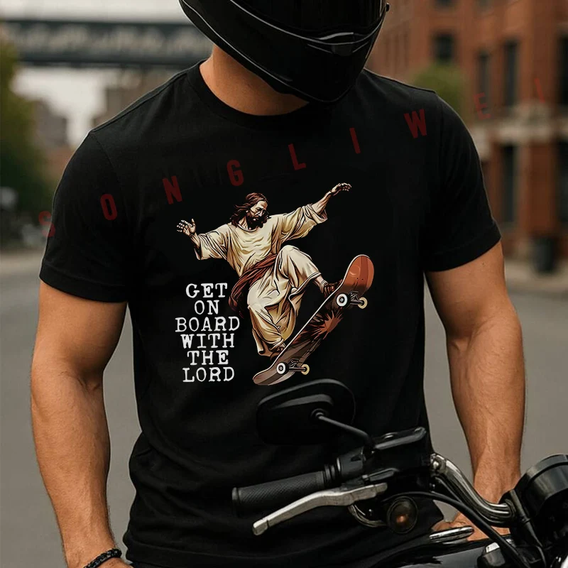 Men T-Shirt Featuring A Jesus Skateboard Design Cotton Tees Moto O-neck Short Sleeve T Shirt Fashion Tshirt
Men T-Shirt Featuring A Jesus Skateboard Design Cotton Tees Moto O-neck Short Sleeve T Shirt Fashion Tshirt