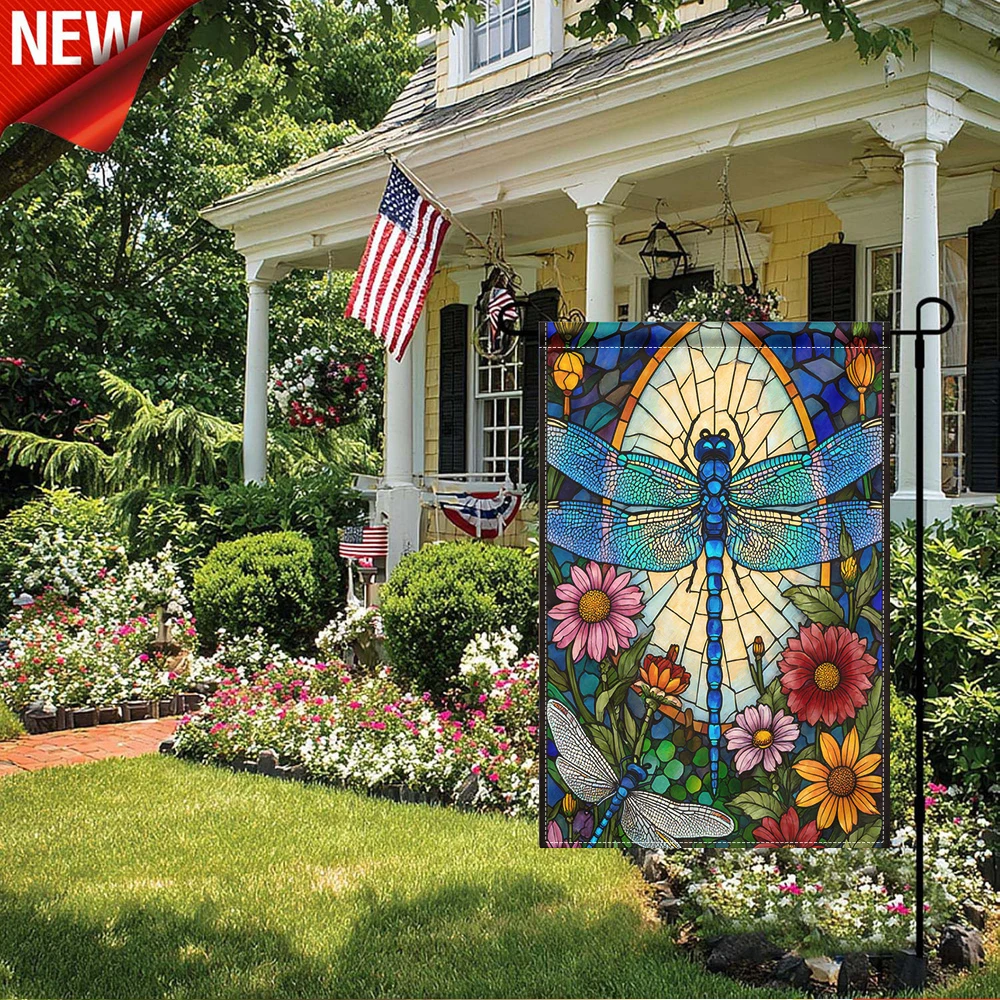 1PC, Stained Glass Dragonfly Garden Flag Floral Print Outdoor Decorative Yard Banner for Patio Lawn
1PC, Stained Glass Dragonfly Garden Flag Floral Print Outdoor Decorative Yard Banner for Patio Lawn