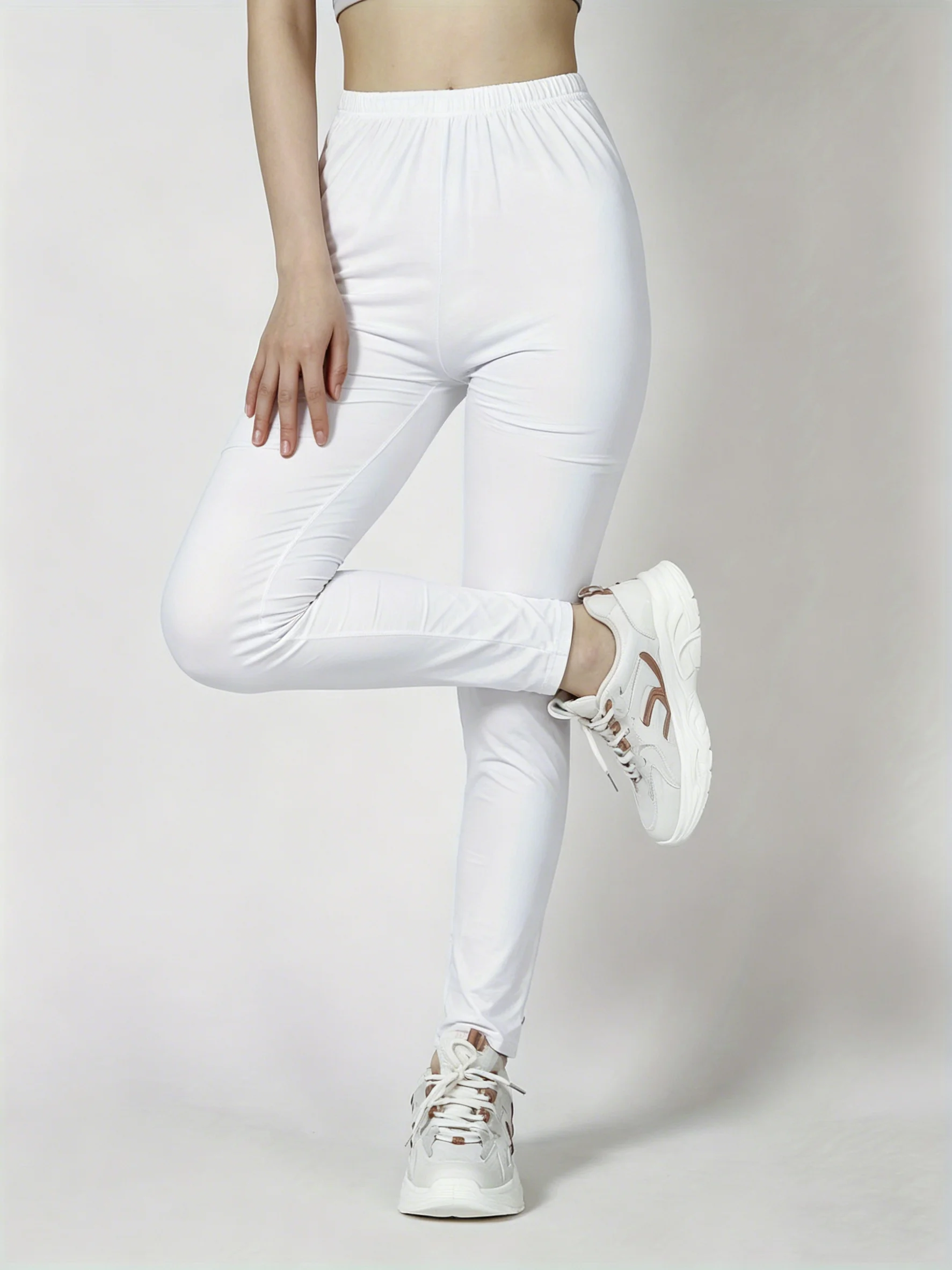 Women White Premium Quality Leggings Highly Stretchy Breathable Comfortable Yoga Pants Knitted Fashionable Casual Cropped Pants
Women White Premium Quality Leggings Highly Stretchy Breathable Comfortable Yoga Pants Knitted Fashionable Casual Cropped Pants