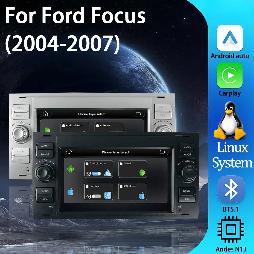 Автомагнитола Linux Smart Car для Ford Focus (2004-2007) с 7-дюймовым сенсорным экраном, поддержкой Android Auto и CarPlay, мультимедийный плеер
Автомагнитола Linux Smart Car для Ford Focus (2004-2007) с 7-дюймовым сенсорным экраном, поддержкой Android Auto и CarPlay, мультимедийный плеер