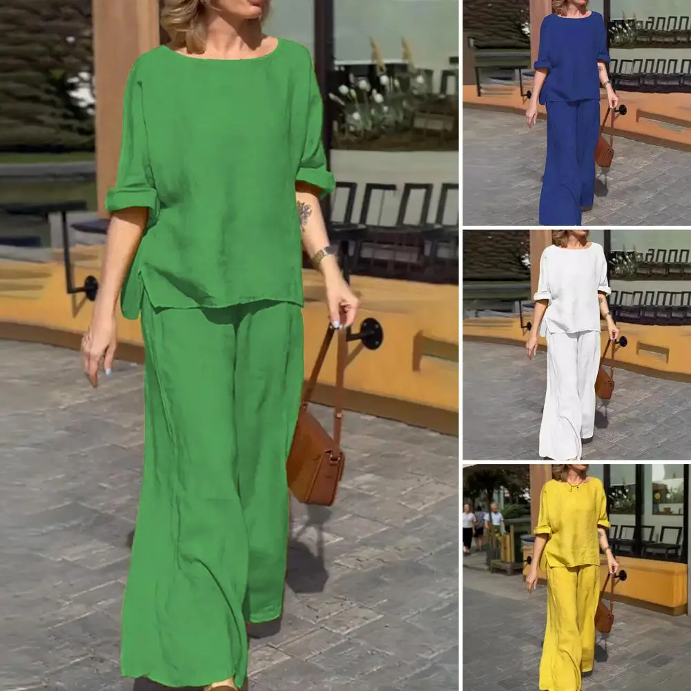 Women Loungewear Breathable Casual Two-piece Outfit Women's Solid Color O-neck Long Sleeve Tops Wide Leg Pants Set Loungewear
Women Loungewear Breathable Casual Two-piece Outfit Women's Solid Color O-neck Long Sleeve Tops Wide Leg Pants Set Loungewear