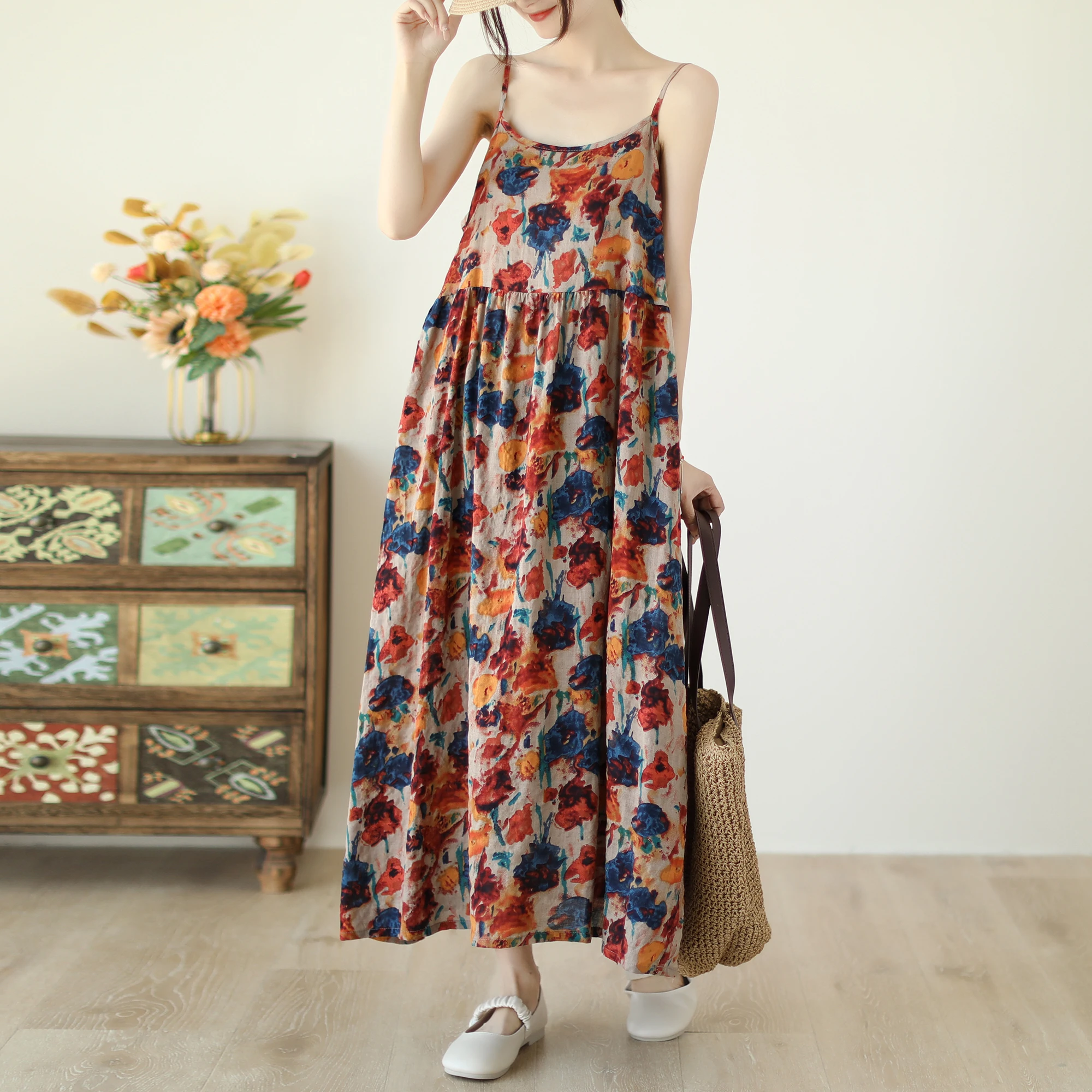 Summer 2024 Sweet Artistic A-Line Dress Loose Strapless Overhead Sleeveless Gown for Women Elegant Lady Style Casual Wear
Summer 2024 Sweet Artistic A-Line Dress Loose Strapless Overhead Sleeveless Gown for Women Elegant Lady Style Casual Wear