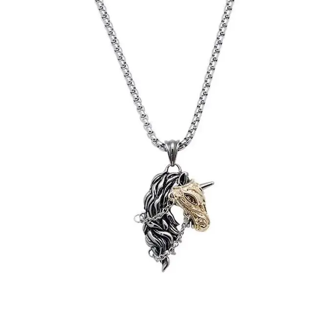 51/2000 Warhorse Unicorn (x-1) Titanium Steel Personalized Necklace Year of the Horse Horse Head Pendant Unisex Sweater Chain
51/2000 Warhorse Unicorn (x-1) Titanium Steel Personalized Necklace Year of the Horse Horse Head Pendant Unisex Sweater Chain