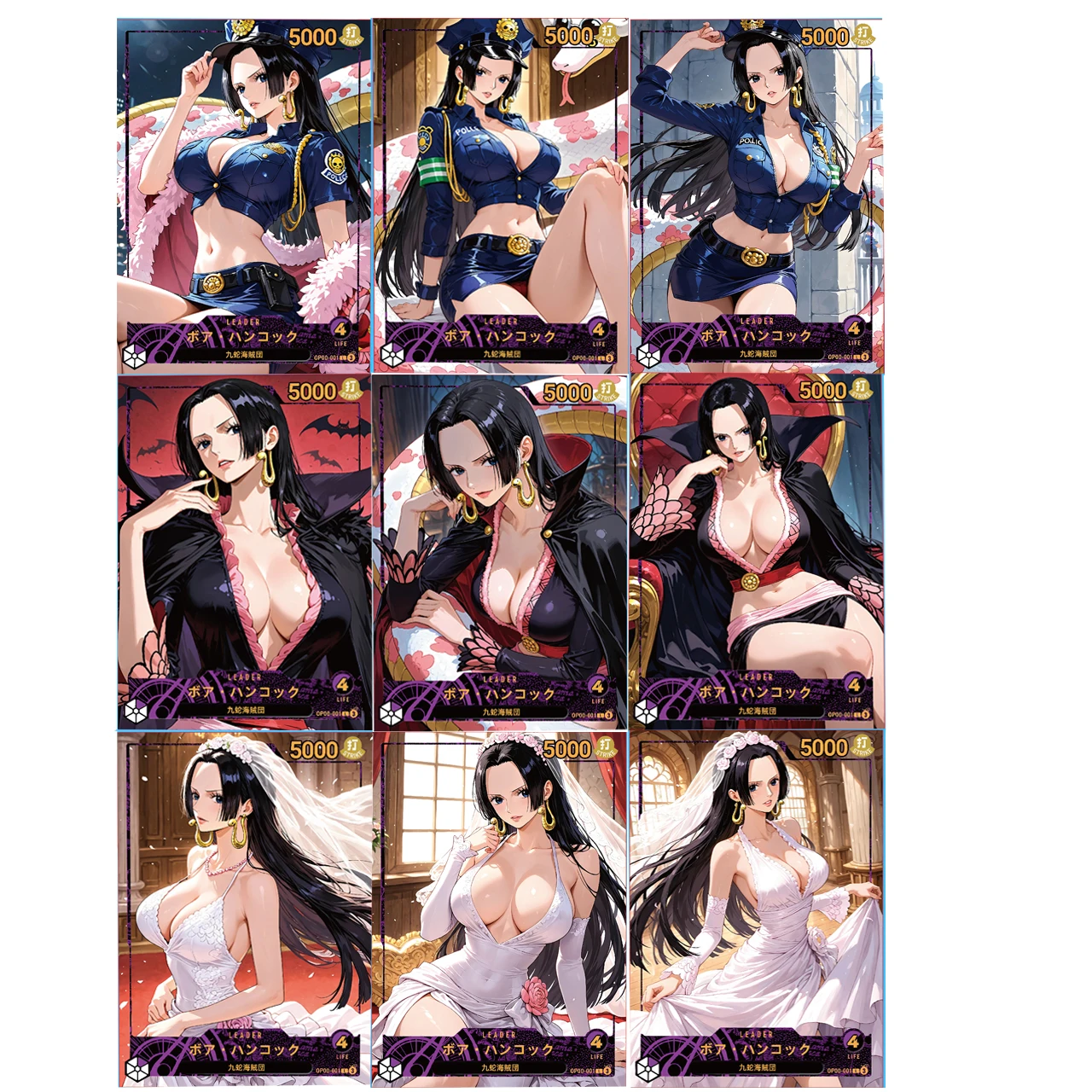 9pcs/set One Piece Opcg Boa Hancock Uniform/wedding Dress Series DIY Folding Flash Card 63x88mm Anime Game Collection Card Toys
9pcs/set One Piece Opcg Boa Hancock Uniform/wedding Dress Series DIY Folding Flash Card 63x88mm Anime Game Collection Card Toys