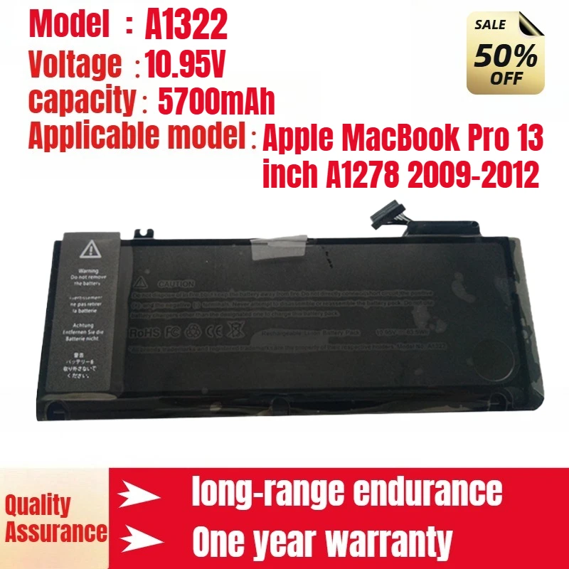 Аккумулятор для ноутбука A1322, подходит для Apple MacBook Pro 13-дюймовый A1278 2009-2012, оригинальный литий-ионный аккумулятор
Аккумулятор для ноутбука A1322, подходит для Apple MacBook Pro 13-дюймовый A1278 2009-2012, оригинальный литий-ионный аккумулятор