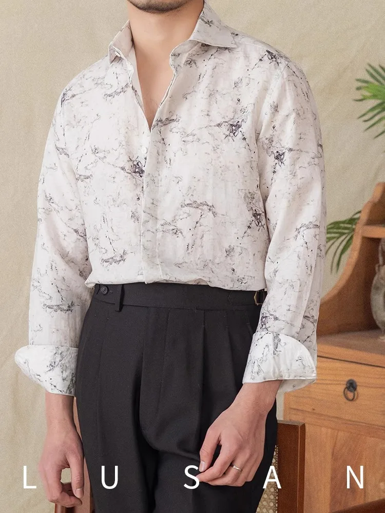 Men's Lyocell Linen Printed Shirt - Spring Summer Lightweight Drape Breathable Long Sleeve Retro Casual
Men's Lyocell Linen Printed Shirt - Spring Summer Lightweight Drape Breathable Long Sleeve Retro Casual