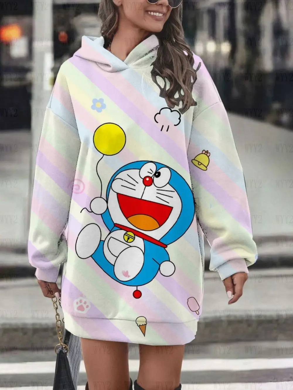 2024 new large version t-shirt sweater women's anime Doraemon series printed round neck contrasting medium-length hooded sweater
2024 new large version t-shirt sweater women's anime Doraemon series printed round neck contrasting medium-length hooded sweater