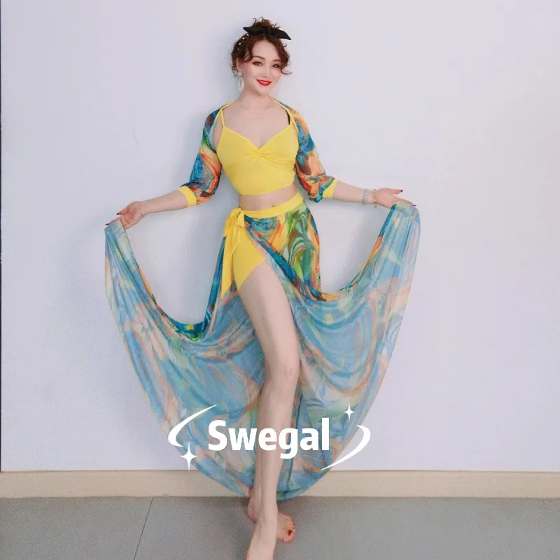 Customized SWEGAL Belly Dance Practice Dress Set Ink Green Color Yellow Wrapped Skirt Four Piece Set Advanced Ink Color
Customized SWEGAL Belly Dance Practice Dress Set Ink Green Color Yellow Wrapped Skirt Four Piece Set Advanced Ink Color
