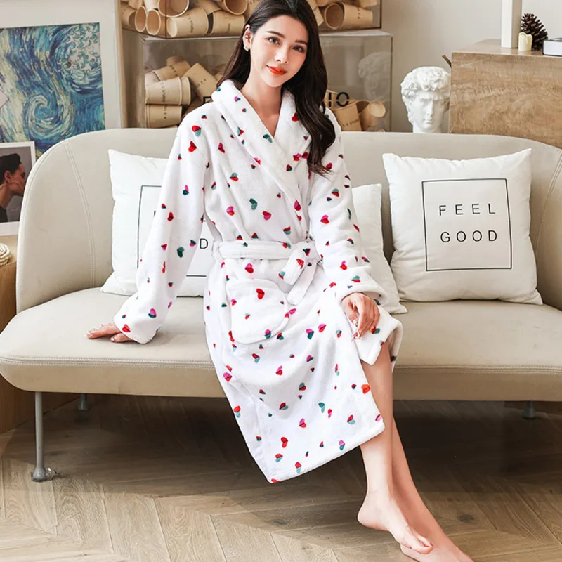 Autumn Bathrobe Robe Women Flannel Coral Fleece Warm Robe Sweet Winter Thicken Nightwear Nightgown Home Clothes Sleepwear Pajama
Autumn Bathrobe Robe Women Flannel Coral Fleece Warm Robe Sweet Winter Thicken Nightwear Nightgown Home Clothes Sleepwear Pajama
