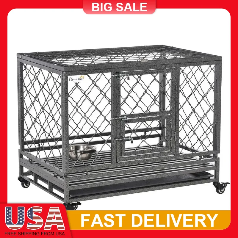 Heavy-Duty Metal Dog Cage Kennel Crate Playpen with Lockable Wheels Slide-Out Tray Food Bowl Double Doors Steel Frame
Heavy-Duty Metal Dog Cage Kennel Crate Playpen with Lockable Wheels Slide-Out Tray Food Bowl Double Doors Steel Frame