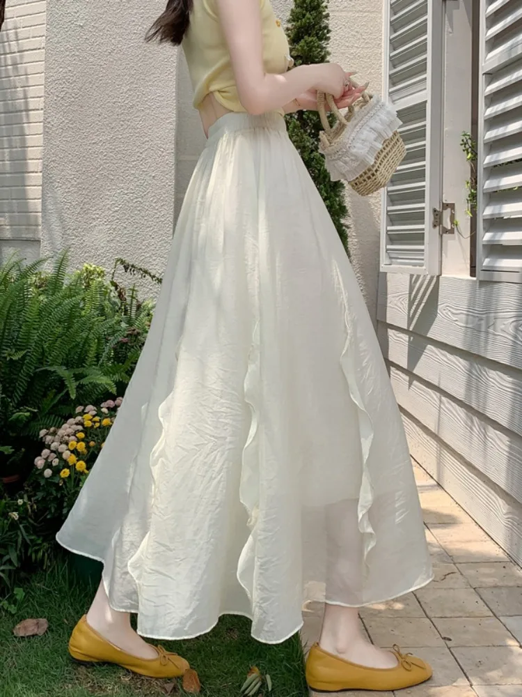 Gentle Wind Pleated Midi Skirt Women's Miniature Summer Thin A-Line Umbrella Skirt High Waist Polyester Fiber Casual Style
Gentle Wind Pleated Midi Skirt Women's Miniature Summer Thin A-Line Umbrella Skirt High Waist Polyester Fiber Casual Style