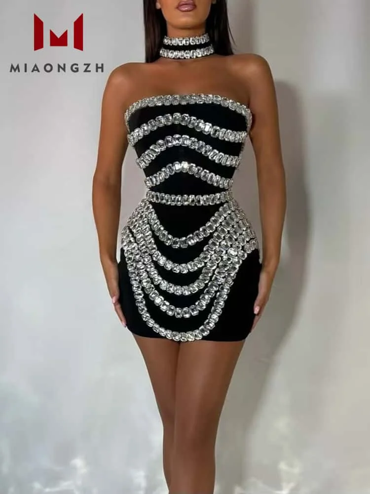 Fashion Rhinestone Patchwork Birthday Dress For Women Sleeveless Temperament Slimming Backless Female Elegant Party Dresses New
Fashion Rhinestone Patchwork Birthday Dress For Women Sleeveless Temperament Slimming Backless Female Elegant Party Dresses New