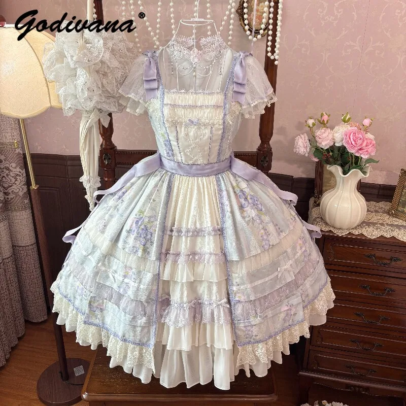 original new summer purple floral printed lace bowknot lolita cla OP dress short sleeve girls women's sweet
original new summer purple floral printed lace bowknot lolita cla OP dress short sleeve girls women's sweet
