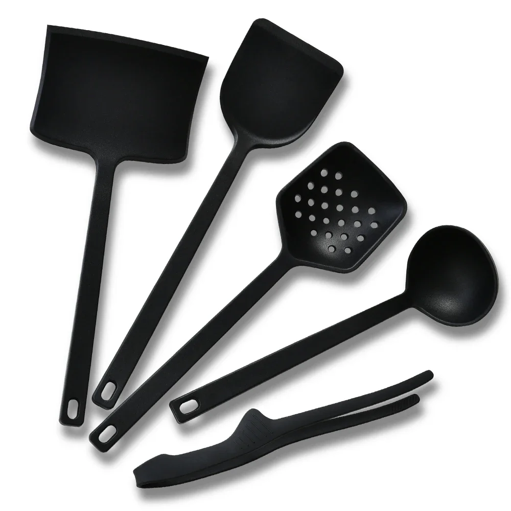 5 шт., черный силиконовый набор кухонной утвари, антипригарная силиконовая лопата, половник для супа, ложка с прорезями, щипцы для еды, кухонные инструменты для кухни
5 шт., черный силиконовый набор кухонной утвари, антипригарная силиконовая лопата, половник для супа, ложка с прорезями, щипцы для еды, кухонные инструменты для кухни
