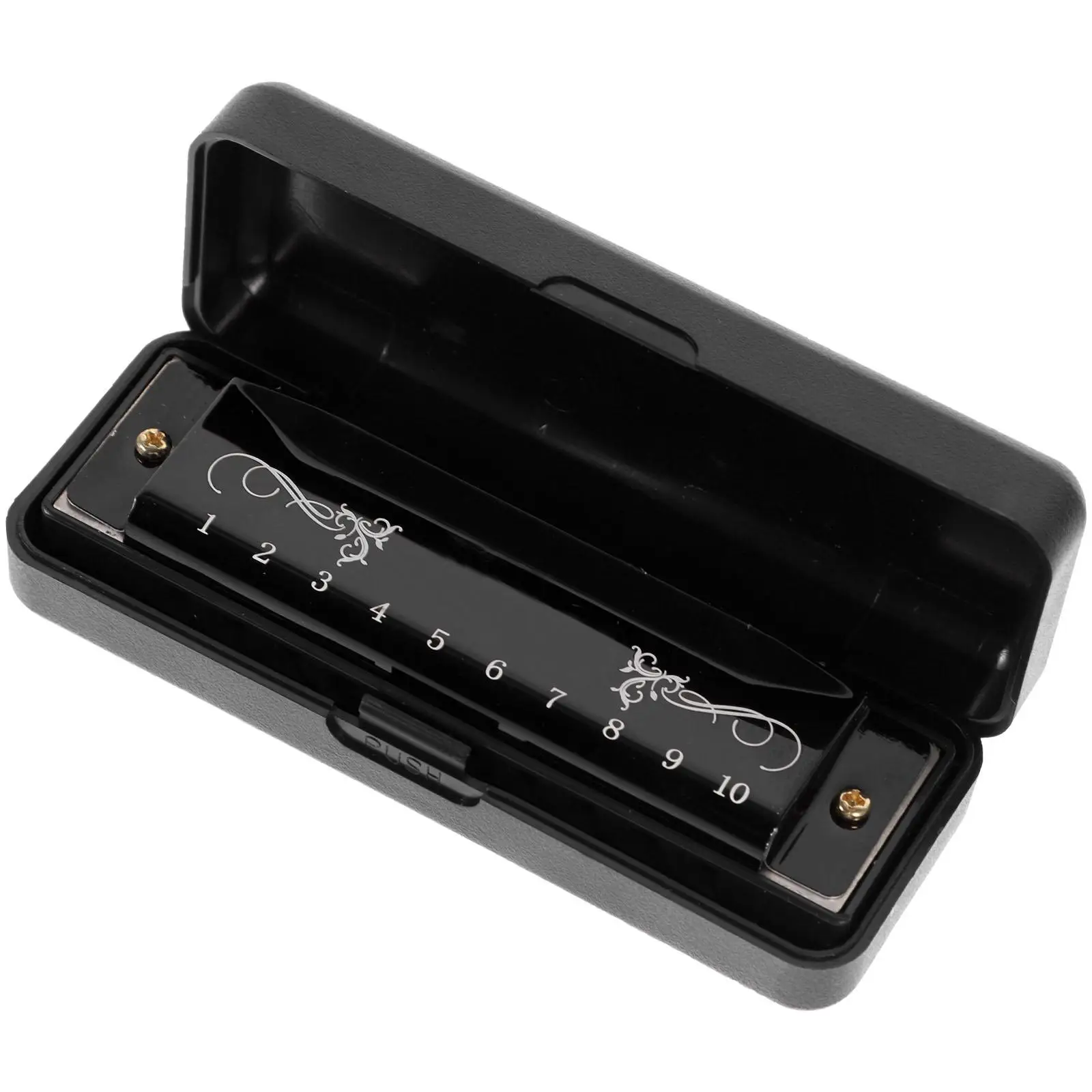 Harmonica 10 Holes 20 Tones C Key Black Musical Instrument for Kids Adults Beginner Student Portable Durable Toy
Harmonica 10 Holes 20 Tones C Key Black Musical Instrument for Kids Adults Beginner Student Portable Durable Toy