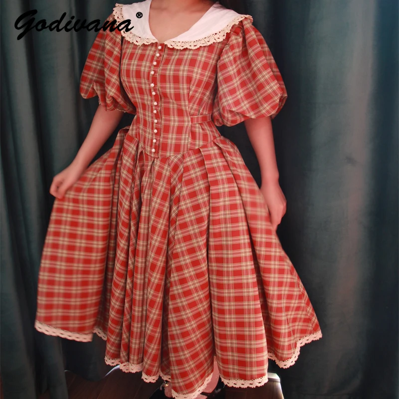 Винтажное платье в стиле суда с большим подолом и пышными рукавами, тонкое клетчатое платье, новые весенне-осенние женские однобортные тонкие длинные платья
Винтажное платье в стиле суда с большим подолом и пышными рукавами, тонкое клетчатое платье, новые весенне-осенние женские однобортные тонкие длинные платья