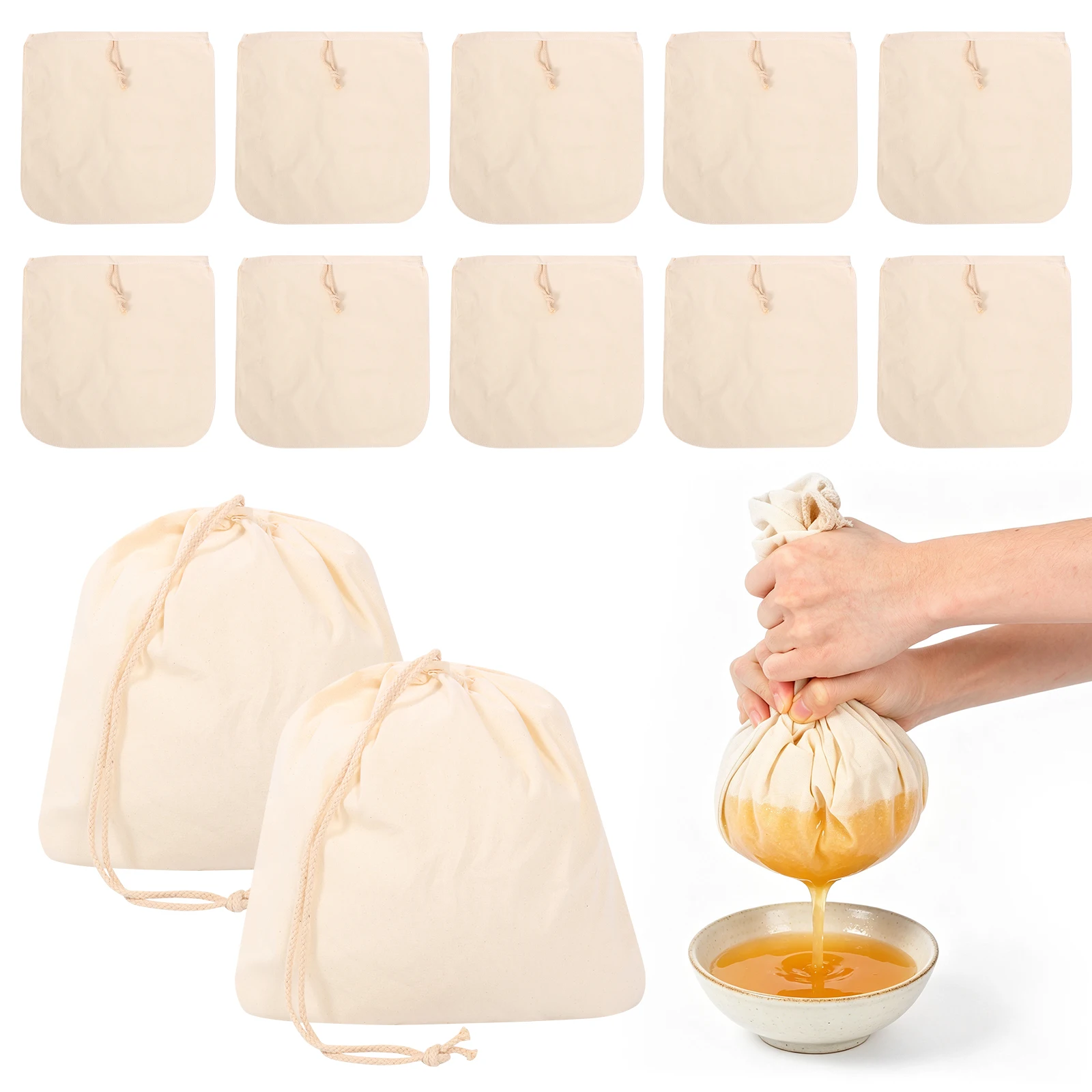 12Pcs Reusable Cheese Cloth Filter Bags for Tea Yogurt Cold Brew Milk Tea Spice Strainers Drawstring Bags Strainers Nut Milk Bag
12Pcs Reusable Cheese Cloth Filter Bags for Tea Yogurt Cold Brew Milk Tea Spice Strainers Drawstring Bags Strainers Nut Milk Bag