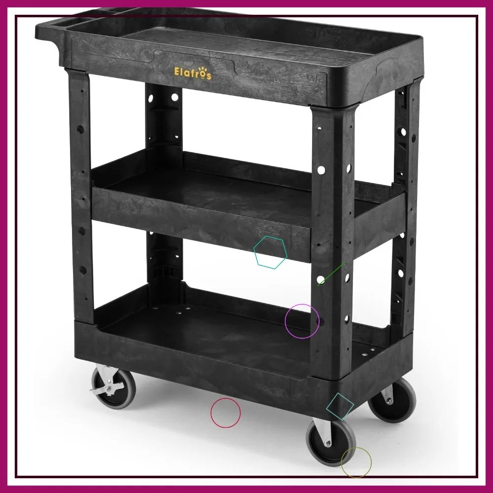 Heavy Duty Utility Cart, 34x17x38.5 in, 550 lbs Capacity, 3-Tier Rolling Work Cart with 4 Swivel Wheels, Deep Shelves
Heavy Duty Utility Cart, 34x17x38.5 in, 550 lbs Capacity, 3-Tier Rolling Work Cart with 4 Swivel Wheels, Deep Shelves