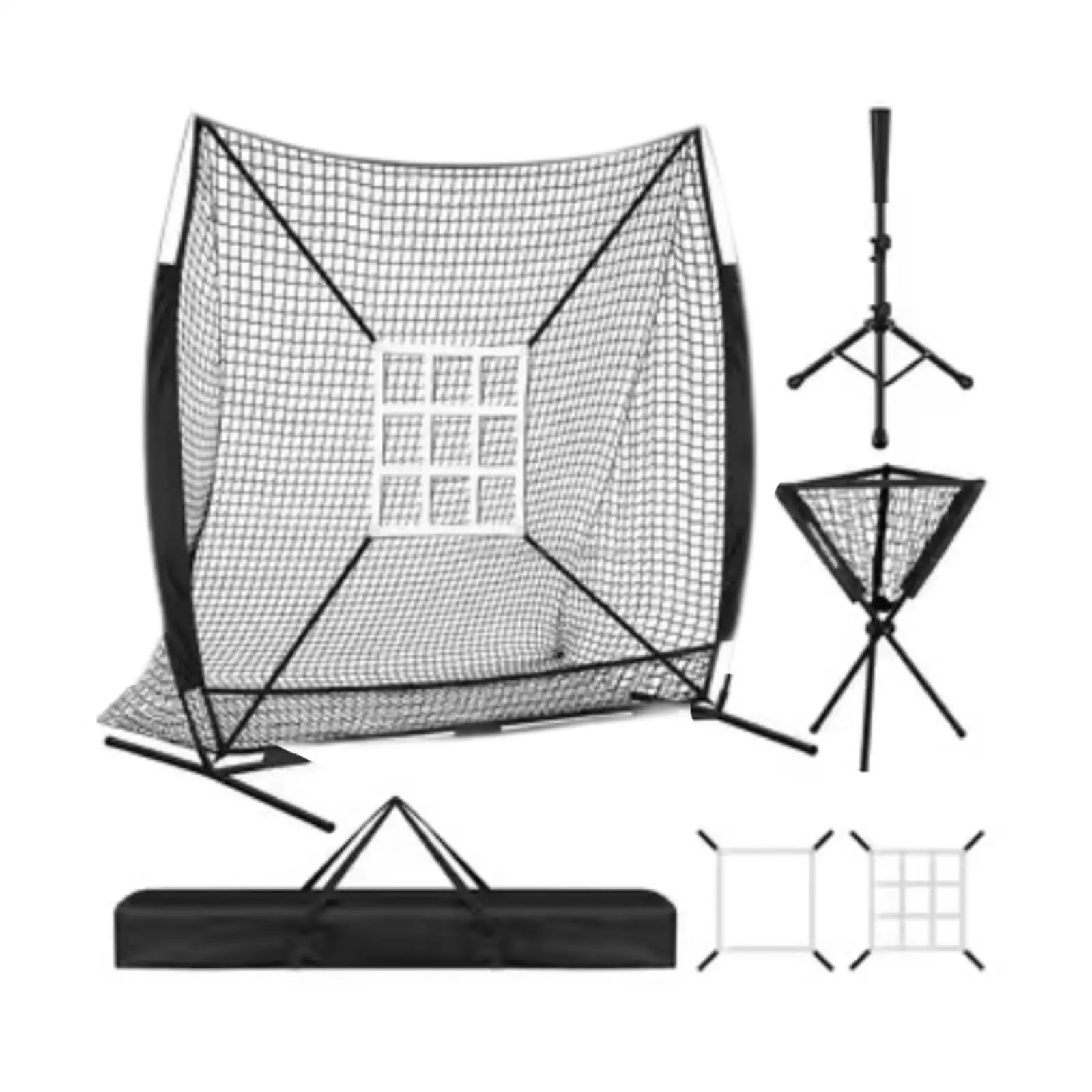 Baseball Net for Practice Pitching, Batting & Fielding 7 ft x 7 ft with Batting Tee and Carry Bag for Garage
Baseball Net for Practice Pitching, Batting & Fielding 7 ft x 7 ft with Batting Tee and Carry Bag for Garage