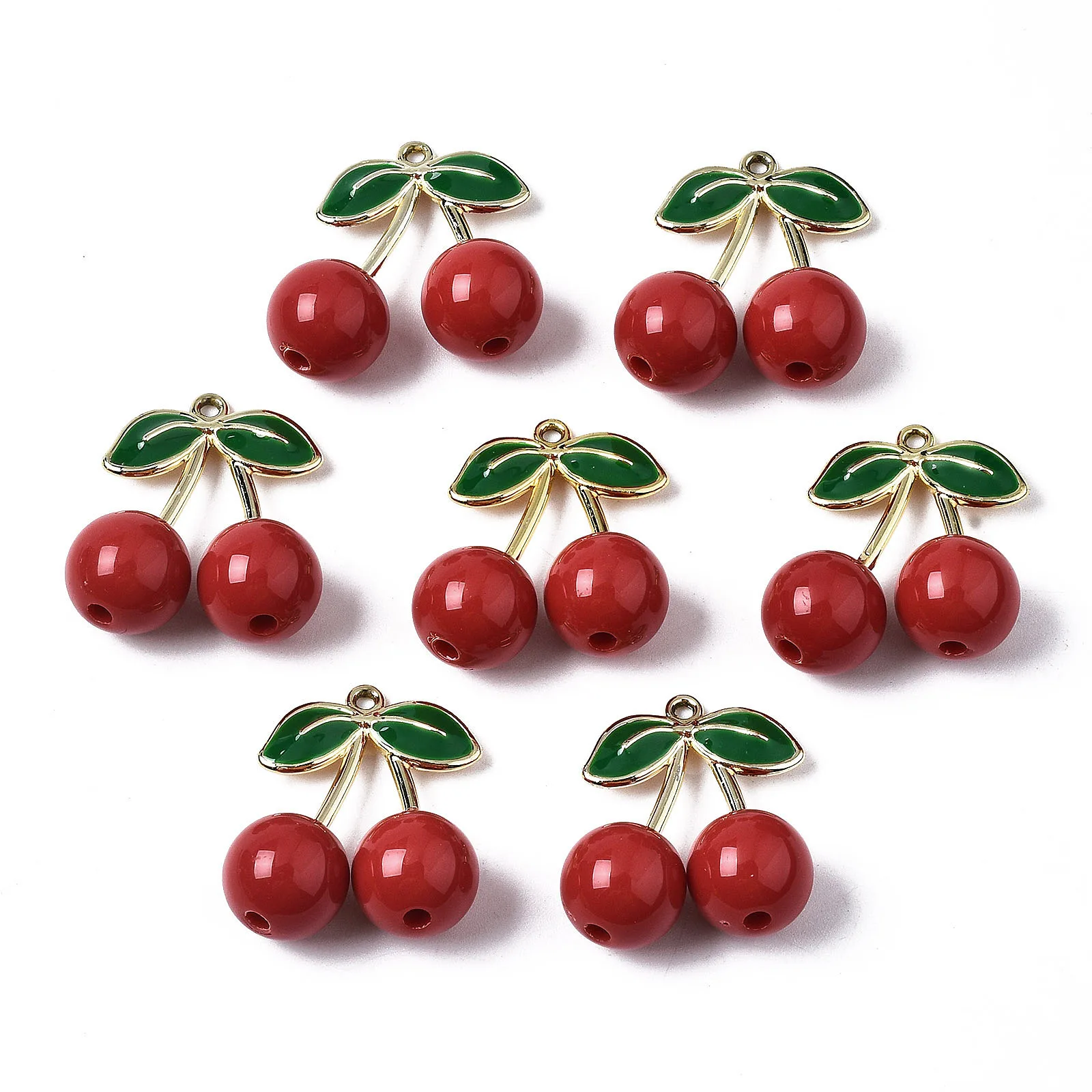 10pcs 3D Red Cherry Acrylic Charms Fruit Pendants with Alloy Enamel Green Leaf For DIY Bracelets Necklaces Jewelry Making Crafts
10pcs 3D Red Cherry Acrylic Charms Fruit Pendants with Alloy Enamel Green Leaf For DIY Bracelets Necklaces Jewelry Making Crafts