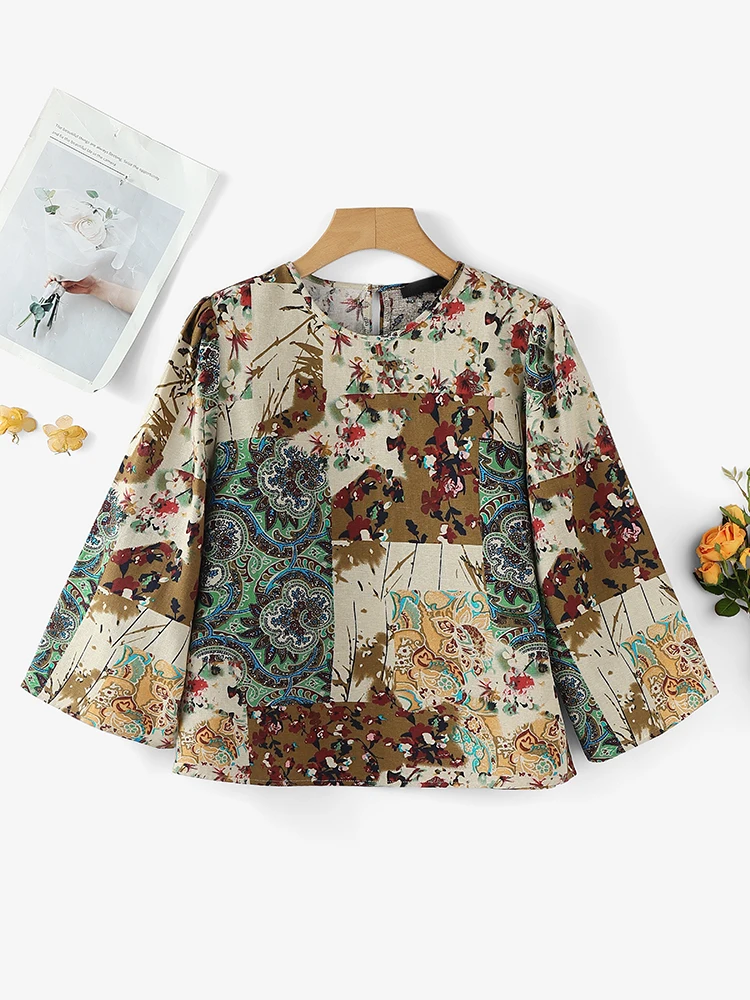 Women Vintage Blouse 100% Cotton Shirts ZANZEA 2025 Fashion 3/4 Sleeve Printed Autumn Elegant Streetwear Blusas Tops Femininas
Women Vintage Blouse 100% Cotton Shirts ZANZEA 2025 Fashion 3/4 Sleeve Printed Autumn Elegant Streetwear Blusas Tops Femininas