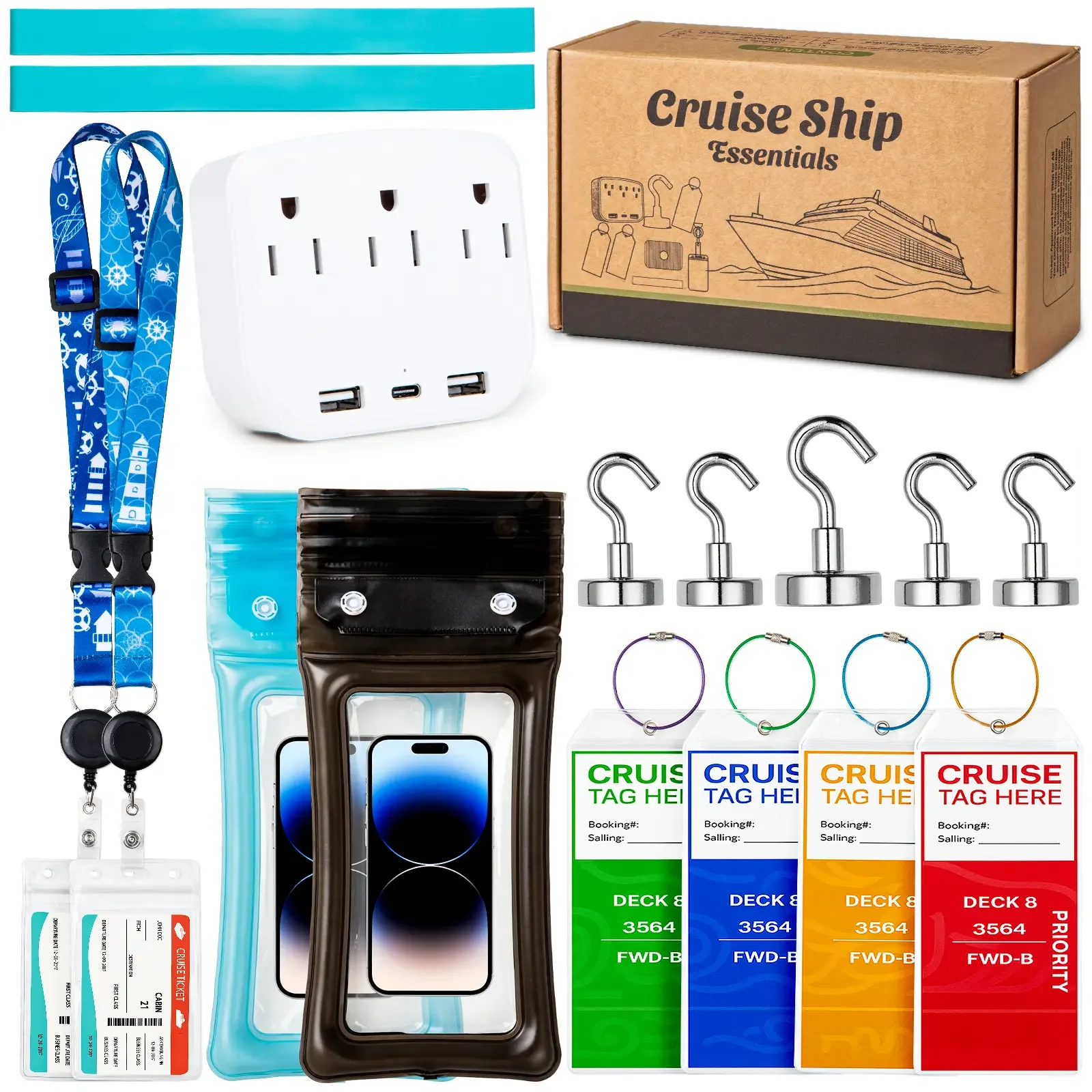 Cruise Essentials 2026- Cruise Must Haves Kit with Non-Surge Protector Power Strip, Lanyard with ID Holder, Magnetic Hooks, Luggage Tag Set, Towel Bands, Waterproof Phone Holder - Travel Essentials
Cruise Essentials 2026- Cruise Must Haves Kit with Non-Surge Protector Power Strip, Lanyard with ID Holder, Magnetic Hooks, Luggage Tag Set, Towel Bands, Waterproof Phone Holder - Travel Essentials