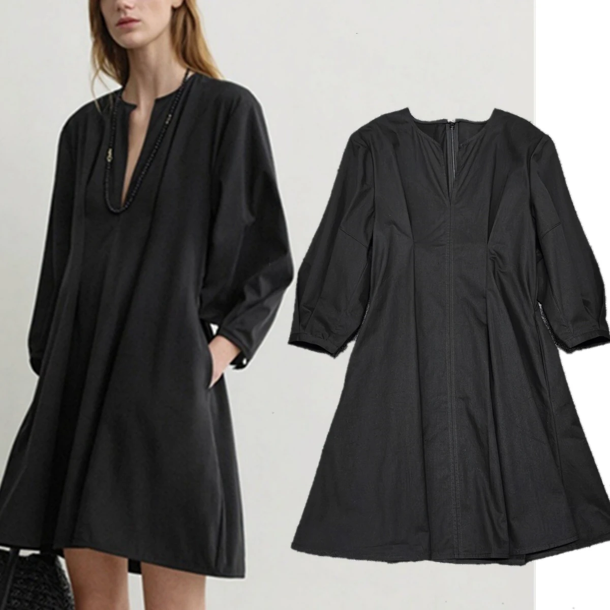 Dave&di Minimalist Woman Clothing V-neck Waist Cinched Dress With Holiday Lantern Sleeves Slimming A-line Dress Women's Dress
Dave&di Minimalist Woman Clothing V-neck Waist Cinched Dress With Holiday Lantern Sleeves Slimming A-line Dress Women's Dress