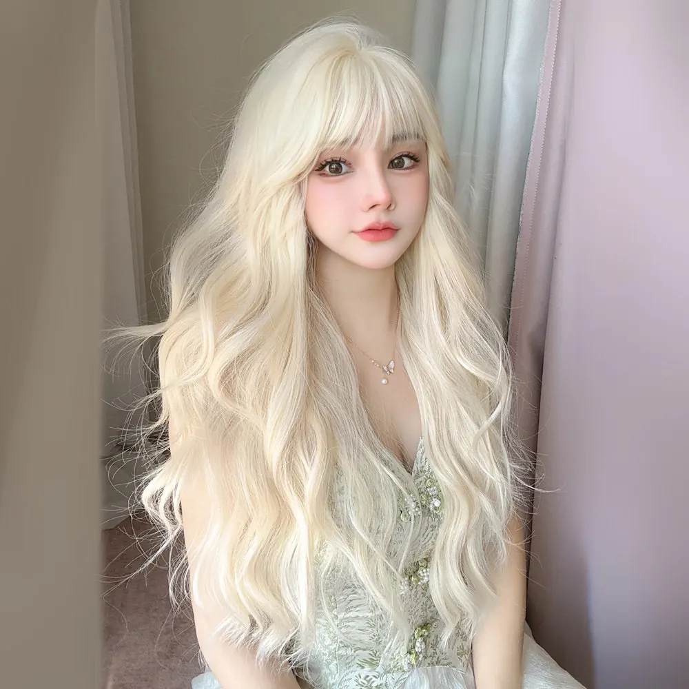 White gold wig female long hair full hood long curly hair big waves European and American style French lazy roll light color
White gold wig female long hair full hood long curly hair big waves European and American style French lazy roll light color