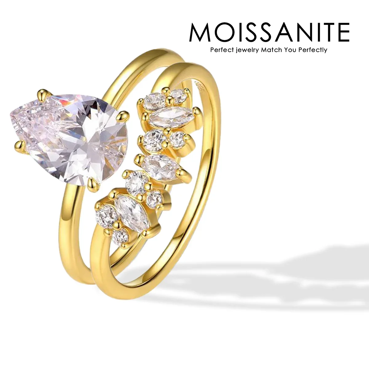 2 CT Pear Cut Moissanite Engagement Ring Set 925 Sterling Silver 18K Gold Plated Wedding Jewelry Comes with Certificate
2 CT Pear Cut Moissanite Engagement Ring Set 925 Sterling Silver 18K Gold Plated Wedding Jewelry Comes with Certificate