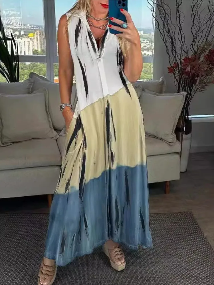 Casual Bohemian Vacation Fashion Dress For Women's Summer Vestidos Para Mujer V-neck High Waist Sleeveless Printed Long Dresses
Casual Bohemian Vacation Fashion Dress For Women's Summer Vestidos Para Mujer V-neck High Waist Sleeveless Printed Long Dresses
